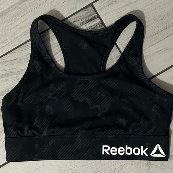 Reebok Charcoal Patterned Sports Bra - Picture 1 of 3
